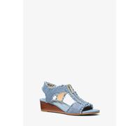 MK Sandalia Berkley de denim deshilachado con cuña - Blanco - Michael Kors EU 38.5