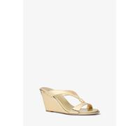 MK Sandalia Cherie de piel metalizada con motivo de serpiente en relieve y cuña - Dorado - Michael Kors EU 39