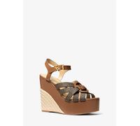 MK Sandalia Erika de piel con logotipo y cuña - Marrón - Michael Kors EU 40.5