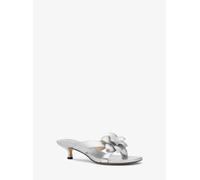 MK Sandalia Jacie de piel metalizada con adono floral y tacón bajo - Plateado - Michael Kors EU 38.5