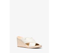 MK Sandalia Kenzie de lona de mezcla de lino deshilachada con cuña - Nude - Michael Kors EU 42.5