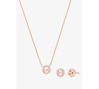 MK Set de regalo con pendientes y collar Fulton de plata de ley chapada en metal precioso con incrustaciones y adorno de logotipo - Dorado Rosa - Michael Kors ONE SIZE