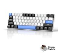 MK-STAR61 60 por ciento Teclado mecánico 61 Teclado de juego con con un diseño compacto de retroiluminación LED funciona con tableta de PC de escritorio portátil y otros dispositivos(Black White Blue)
