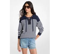 MK Sudadera de lana a rayas con capucha y cordones - Azul - Michael Kors L
