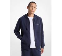 MK Sudadera de mezcla de algodón con capucha, cremallera y logotipo - Azul - Michael Kors XS