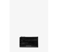 MK Tarjetero Jet Set pequeño de piel con motivo de cocodrilo en relieve - Negro - Michael Kors ONE SIZE