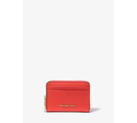 MK Tarjetero Jet Set pequeño de piel granulada con cremallera circundante - Rojo - Michael Kors ONE SIZE