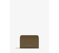 MK Tarjetero Jet Set pequeño de piel granulada con cremallera circundante - Verde - Michael Kors ONE SIZE