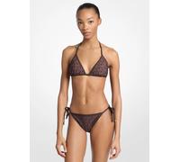 MK Top de bikini triangular reversible con logotipo - Marrón - Michael Kors XS