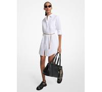 MK Vestido camisero de algodón elástico con cinturón - Blanco - Michael Kors XXS