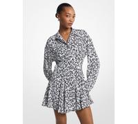 MK Vestido camisero de crepé con forro de satén y estampado floral - Blanco - Michael Kors XS