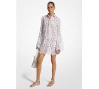 MK Vestido camisero de encaje con motivo floral y mangas de campana - Blanco - Michael Kors EU 36