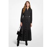MK Vestido camisero de satén con cinturón - Negro - Michael Kors XXS