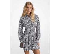 MK Vestido camisero plisado de crepé con estampado de guepardo - Negro - Michael Kors XL
