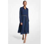 MK Vestido camisero plisado de georgette - Azul - Michael Kors XS