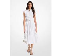 MK Vestido camisero sin mangas de popelina de algodón con cinturón - Blanco - Michael Kors XXS