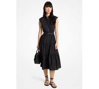 MK Vestido camisero sin mangas de popelina de algodón con cinturón - Negro - Michael Kors XS