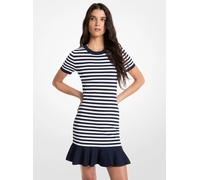MK Vestido de viscosa elástica a rayas con vuelo - Azul - Michael Kors M