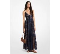 MK Vestido largo de encaje floral definido - Azul - Michael Kors M
