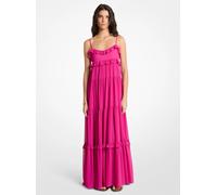 MK Vestido maxi de georgette a capas con volantes - Rosa - Michael Kors S