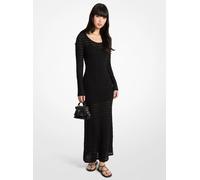 MK Vestido maxi de punto pointelle elástico - Negro - Michael Kors L