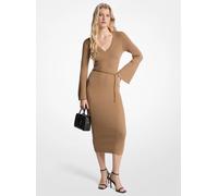 MK Vestido midi de mezcla de lana con cinturón - Marrón - Michael Kors L