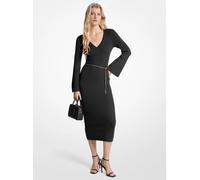 MK Vestido midi de mezcla de lana con cinturón - Negro - Michael Kors M