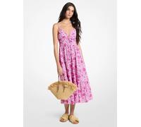 MK Vestido midi de popelina de algodón con estampado floral - Rosa - Michael Kors XS