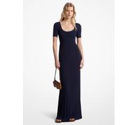 MK Vestido midi de punto elástico acanalado - Azul - Michael Kors M
