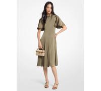 MK Vestido midi de satén con mangas con vuelo - Verde - Michael Kors EU 40