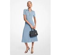 MK Vestido midi tipo polo de punto elástico acanalado - Azul - Michael Kors XL