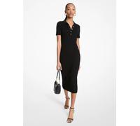 MK Vestido midi tipo polo de punto elástico - Negro - Michael Kors S