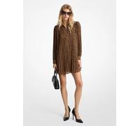 MK Vestido plisado de georgette con estampado de guepardo - Marrón - Michael Kors XS