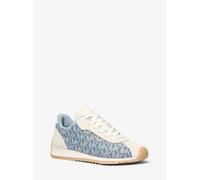MK Zapatilla Rhodes de piel y denim con estampado de logotipos - Blanco - Michael Kors EU 36