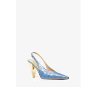 MK Zapato de salón destalonado Electra de piel con motivo de cocodrilo en relieve - Azul - Michael Kors EU 36