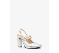 MK Zapato de salón destalonado Matilda tipo Mary Jane de piel cuarteada metalizada - Plateado - Michael Kors EU 41