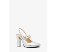 MK Zapato de salón destalonado Matilda tipo Mary Jane de piel cuarteada metalizada - Plateado - Michael Kors EU 40.5