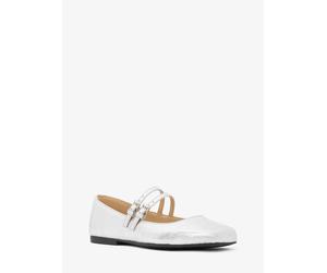 MK Zapatos Matilda tipo Mary Jane de piel cuarteada metalizada - Plateado - Michael Kors EU 40