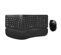 MK960 - Combo de teclado inalámbrico ergonómico, teclado de diseño dividido Bluetooth/2.4G con reposamuñecas y mouse inalámbrico ajustable de 4 niveles, multidispositivo, recargable, para
