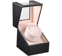 MKAK Caja de Relojes automática, bobinadora de Reloj de Cuero PU, Motor silencioso, Caja de Reloj Individual de Cuero PU Hecha a Mano Cajas giratorias(Black)