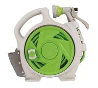 MKAK Carrete De Manguera De Jardín, Exteriores Montaje En Pared Manguera Retráctil Almacenamiento Al Aire Libre Estante Almacenamiento Portátil Manguera Lavado De Autos(Green)