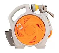 MKAK Carrete De Manguera De Jardín, Exteriores Montaje En Pared Manguera Retráctil Almacenamiento Al Aire Libre Estante Almacenamiento Portátil Manguera Lavado De Autos(Orange)