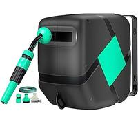 MKAK Carrete De Manguera Portátil For Exteriores, Jardín Telescópico Automático De Alta Resistencia Organizador De Plomería Montado Pared Lavado Autos(Hose Cart+10m Pipe)