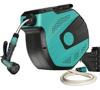 MKAK Carretes De Manguera De Jardín Giratorios De 180 °, Organizador Tuberías Montado En La Pared Telescópico Automático Estante Almacenamiento Agua For Villa(Hose Cart+15m Pipe)