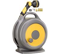 MKAK Carro De Carrete De Manguera De Agua, Juego De Herramientas Pistola Presión Jardín Portátil Compacto Estante De Almacenamiento Integrado Baño Mascotas(Hose Cart+20m Pipe)