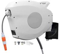 MKAK Carro De Manguera De Jardín Profesional, Agua Organizador Plomería Montado En La Pared Retráctil Automático Lavado De Autos(Hose Cart+15m Pipe)