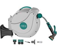 MKAK Carro De Manguera Telescópico Automático Exterior, Artefacto Almacenamiento De Manguera De Jardín Montado En La Pared Rotación De 180 °(Hose Reel+30m Pipe)