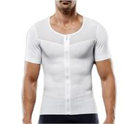 MKAK Chalecos for hombres adelgazantes moldeador de cuerpo, compresión sin mangas, Corrector de postura de espalda y pecho sin costuras, corsé de ajuste Abdominal(White,XL)