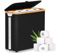 MKAKYES 28L Cesta de Almacenamiento de Papel higiénico, Cesta para Papel Higiénico con Tapa, Almacenamiento Baño Plegable e Impermeable, Almacenaje Papel Higienico para 9-12 Rollos, Negro