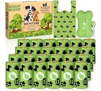 MKAKYES Bolsas Caca Perro, Bolsas para Excrementos de Perro 432 Unidades/24 Rollos con 1 Dispensador, 14 x 34 cm Dog Poop Bags, Hecho de la Mezcla de Almidón de Maíz, Verde